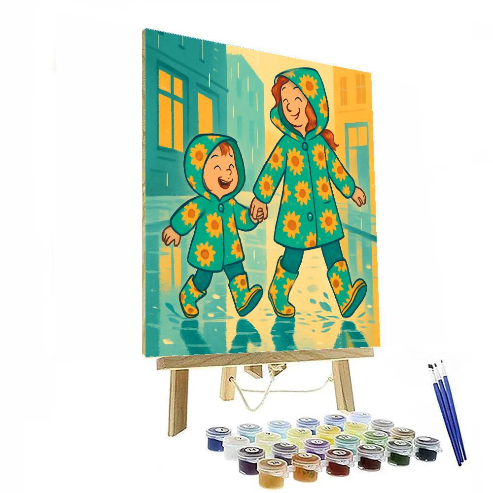 Matching Raincoat Parade paint by numbers