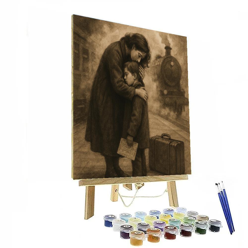 Train Station Farewell Hug paint by numbers