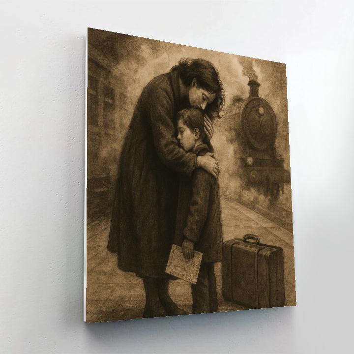 Train Station Farewell Hug paint by numbers