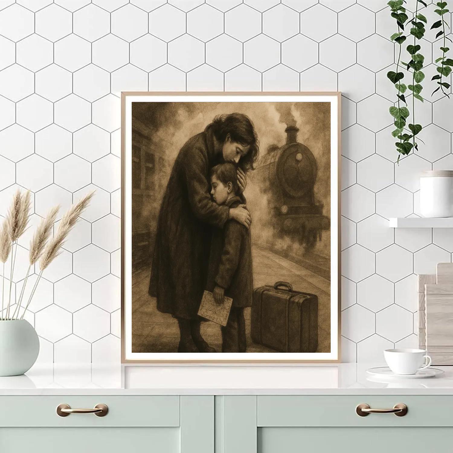 Train Station Farewell Hug paint by numbers