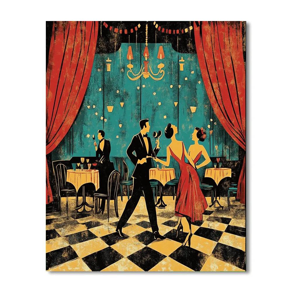 Henri De Toulouse-Lautrec Inspired Nightclub Scene Number painting