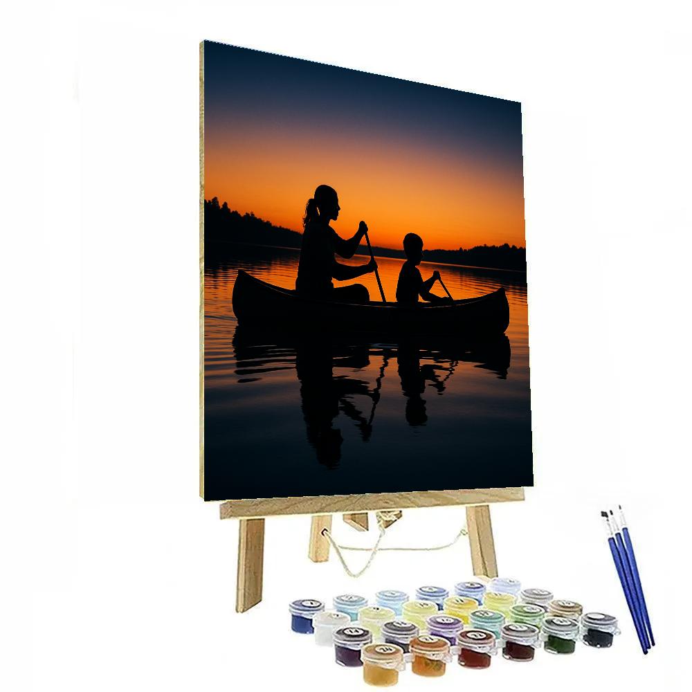 Canoe Sunset Paddle paint by numbers