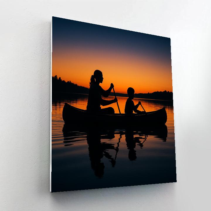 Canoe Sunset Paddle paint by numbers