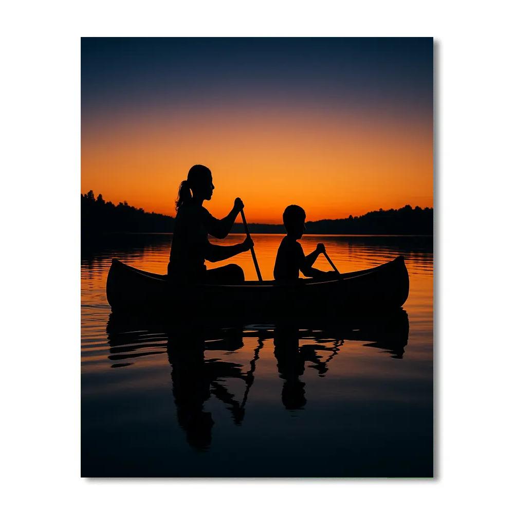 Canoe Sunset Paddle paint by numbers