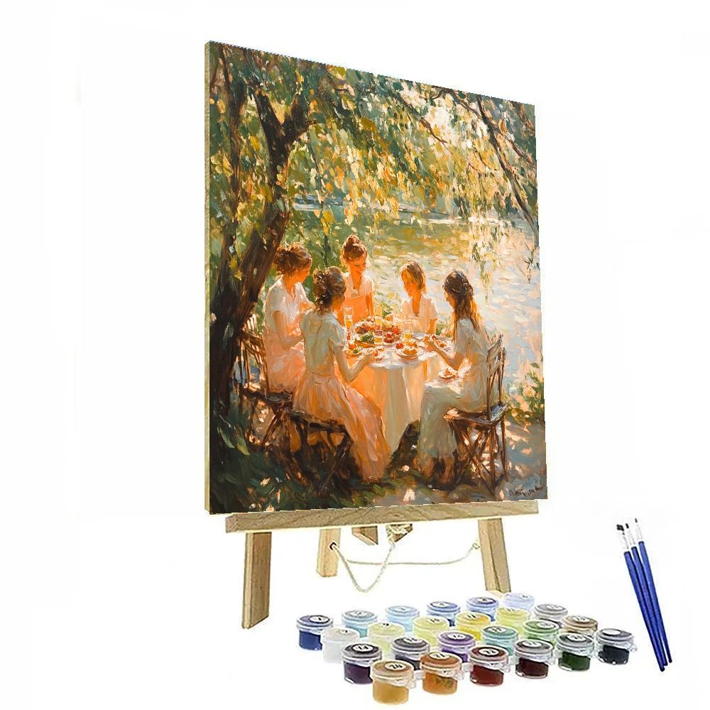 Pierre-Auguste Renoir Inspired Picnic By The River paint by numbers