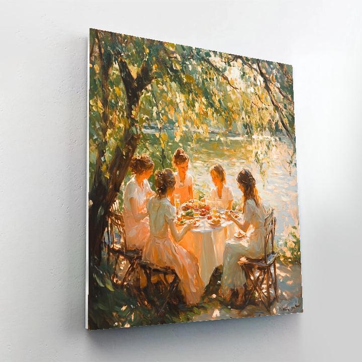 Pierre-Auguste Renoir Inspired Picnic By The River paint by numbers