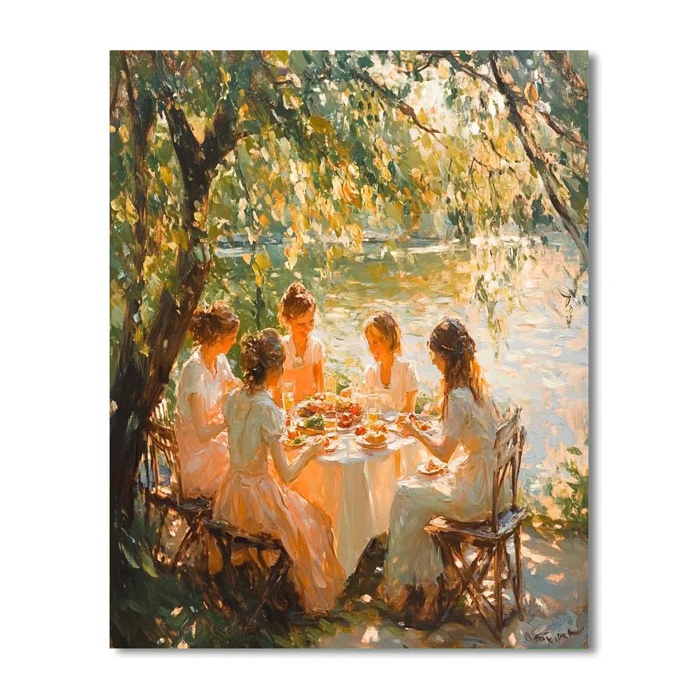 Pierre-Auguste Renoir Inspired Picnic By The River paint by numbers