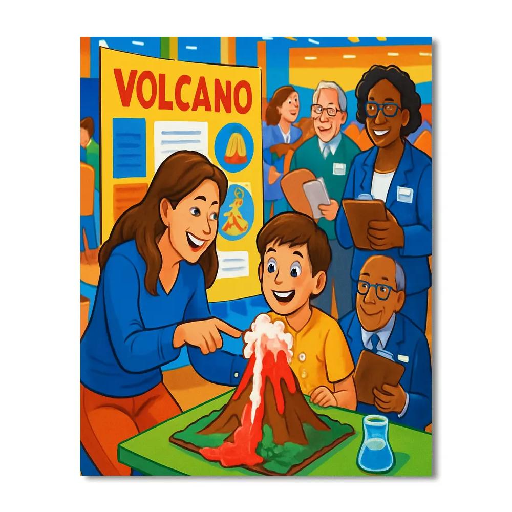 Mother Guiding Science Fair Project paint by numbers