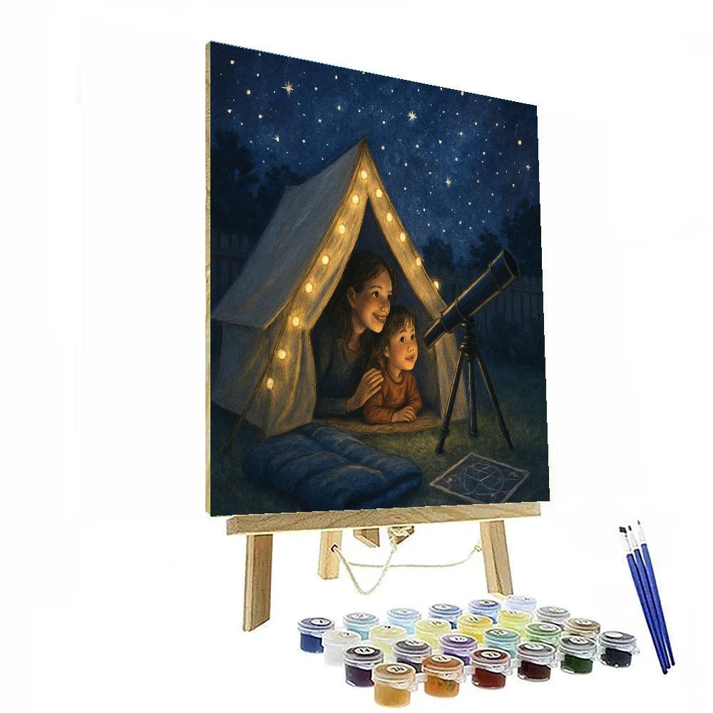 Mother And Child Stargazing Tent paint by color
