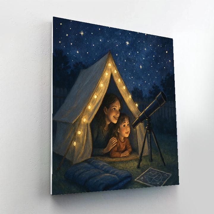 Mother And Child Stargazing Tent paint by color