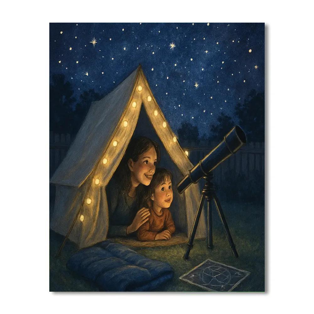 Mother And Child Stargazing Tent paint by color