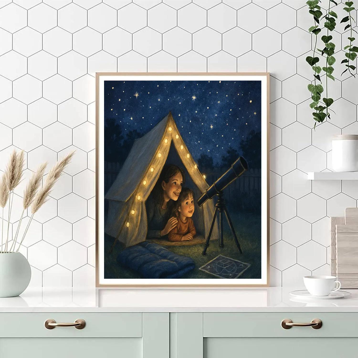 Mother And Child Stargazing Tent paint by color
