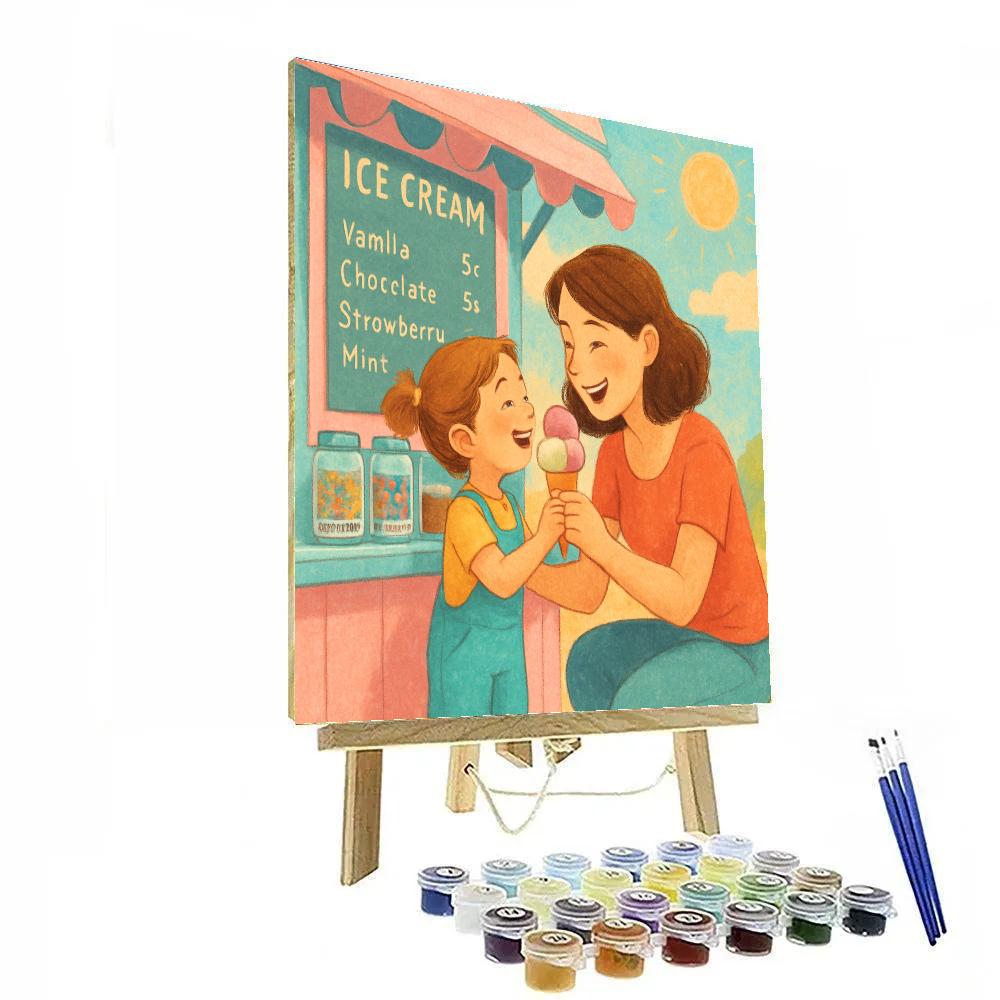 Mother And Child Ice Cream Stand painting number kit