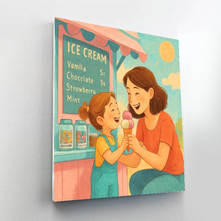 Mother And Child Ice Cream Stand painting number kit