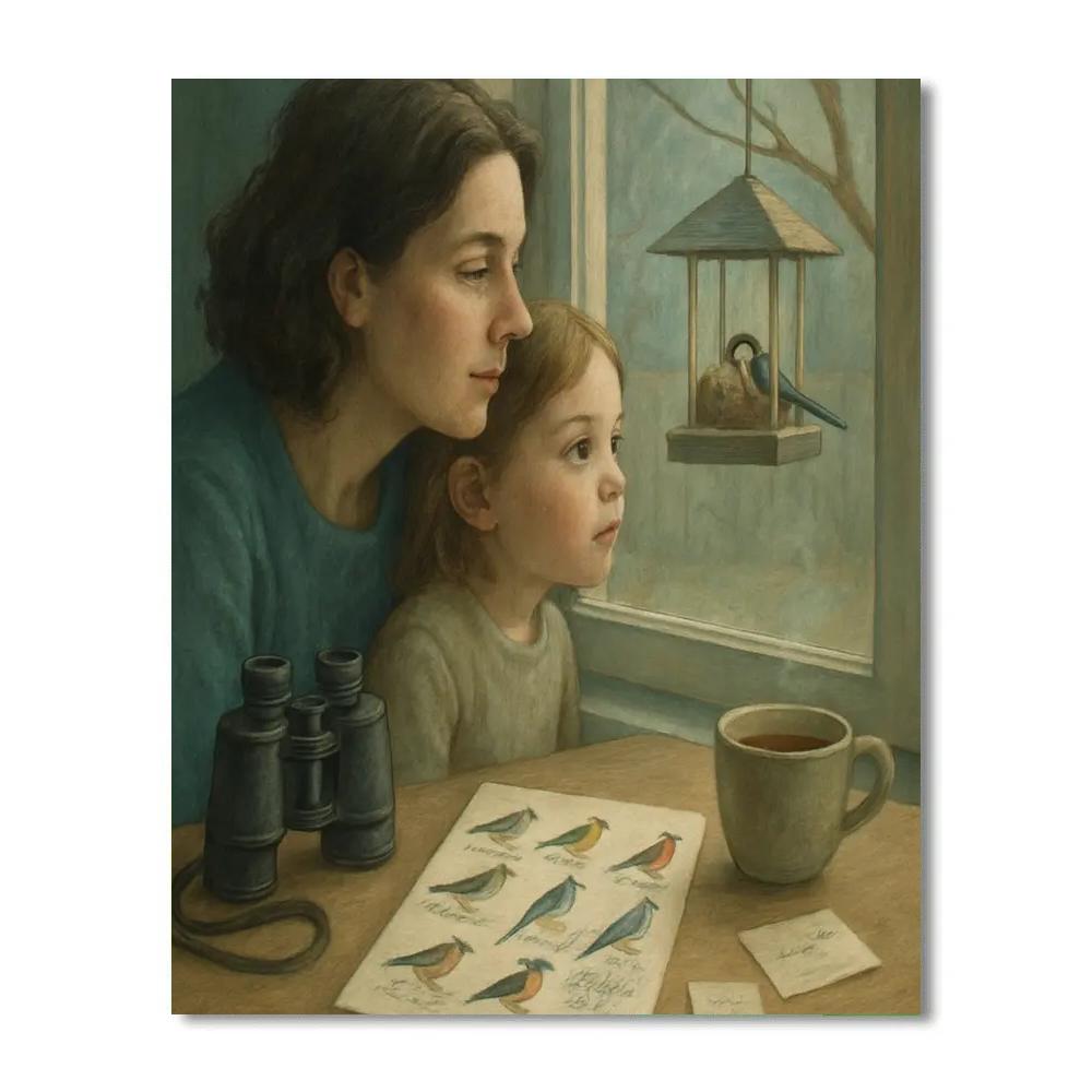 Mother And Child Window Birdwatch painting number kit