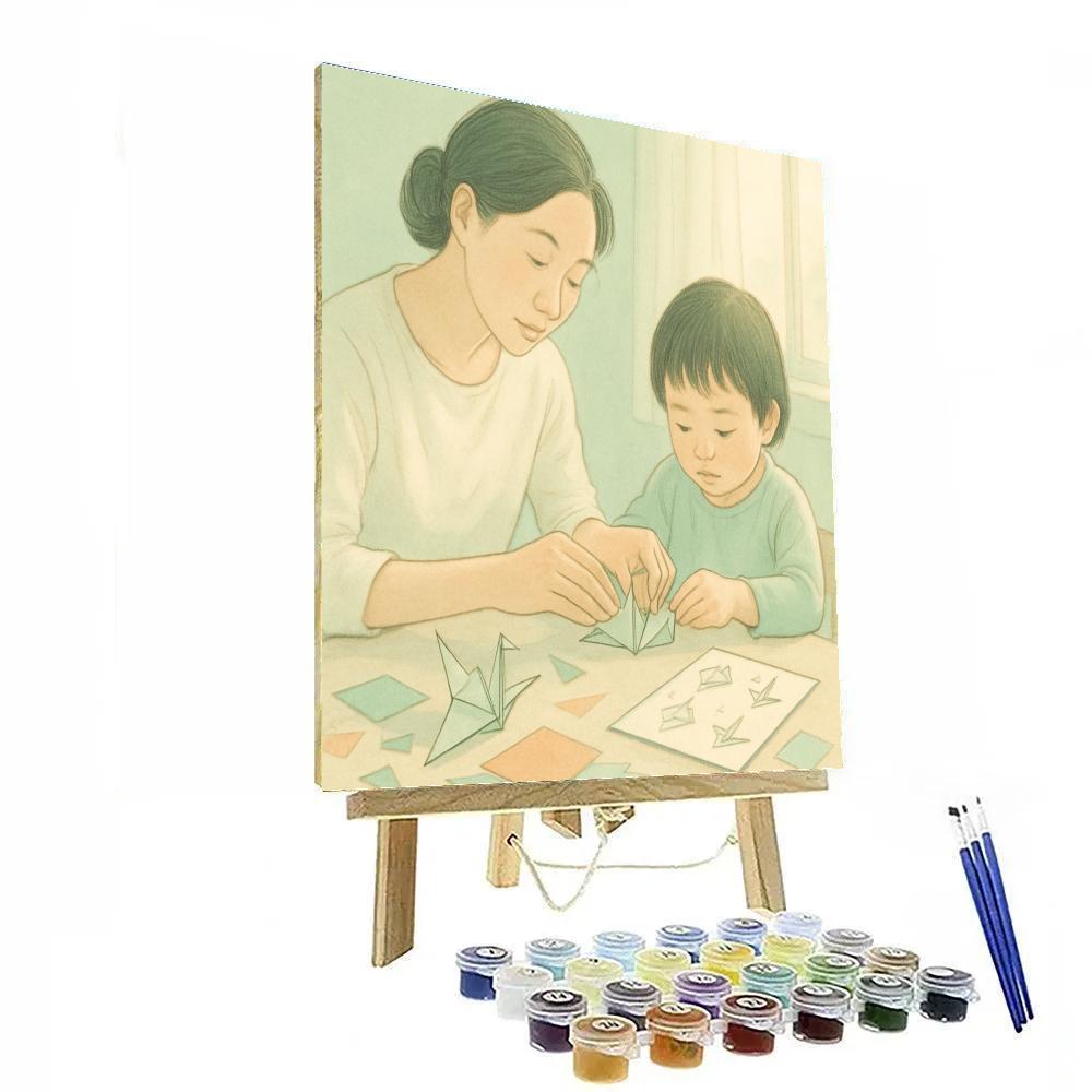 Mother Teaching Origami paint by number