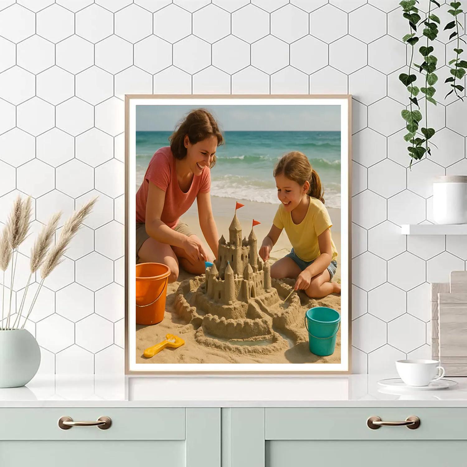 Mother And Child Sandcastle Architects Number painting
