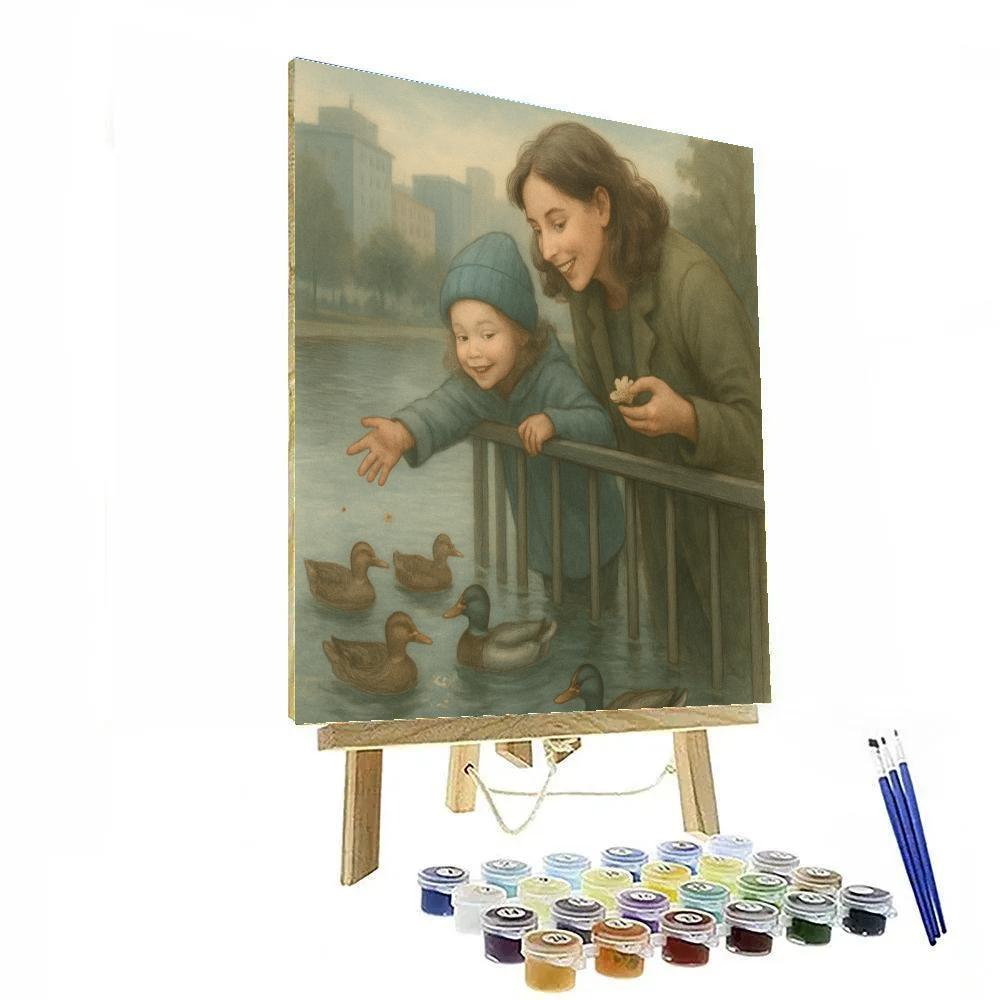 Mother And Child Feeding Ducks DIY paint by numbers