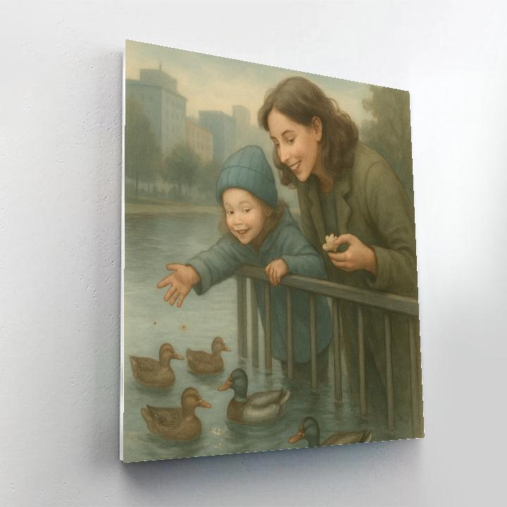 Mother And Child Feeding Ducks DIY paint by numbers