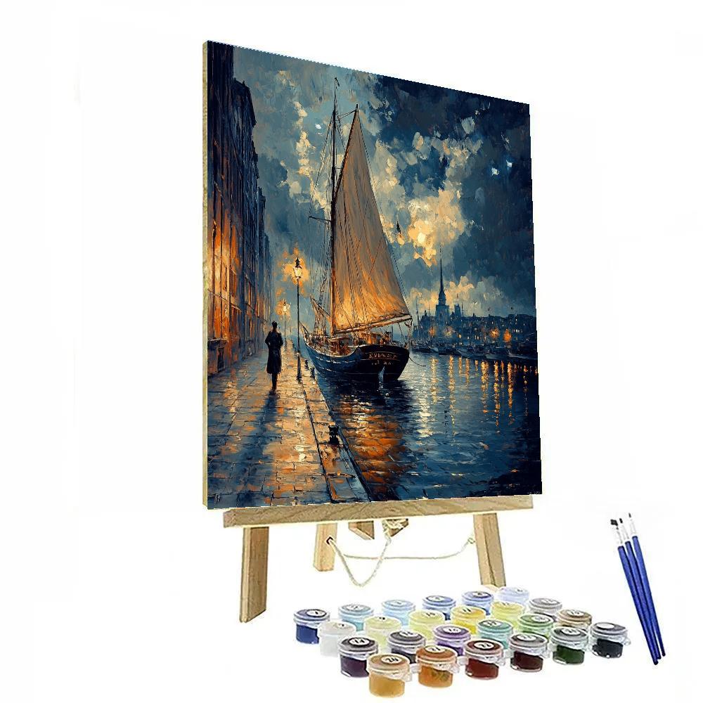 Rembrandt Inspired Harbor At Dusk Numbered painting kits