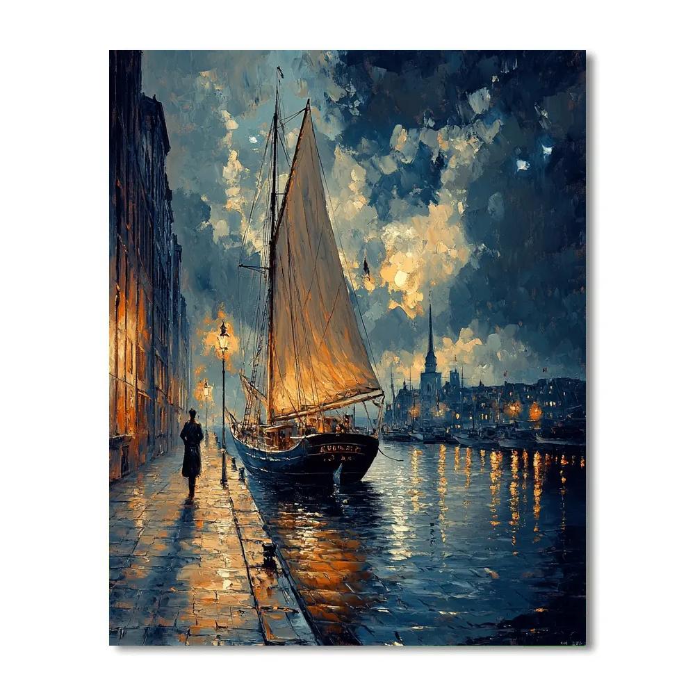 Rembrandt Inspired Harbor At Dusk Numbered painting kits