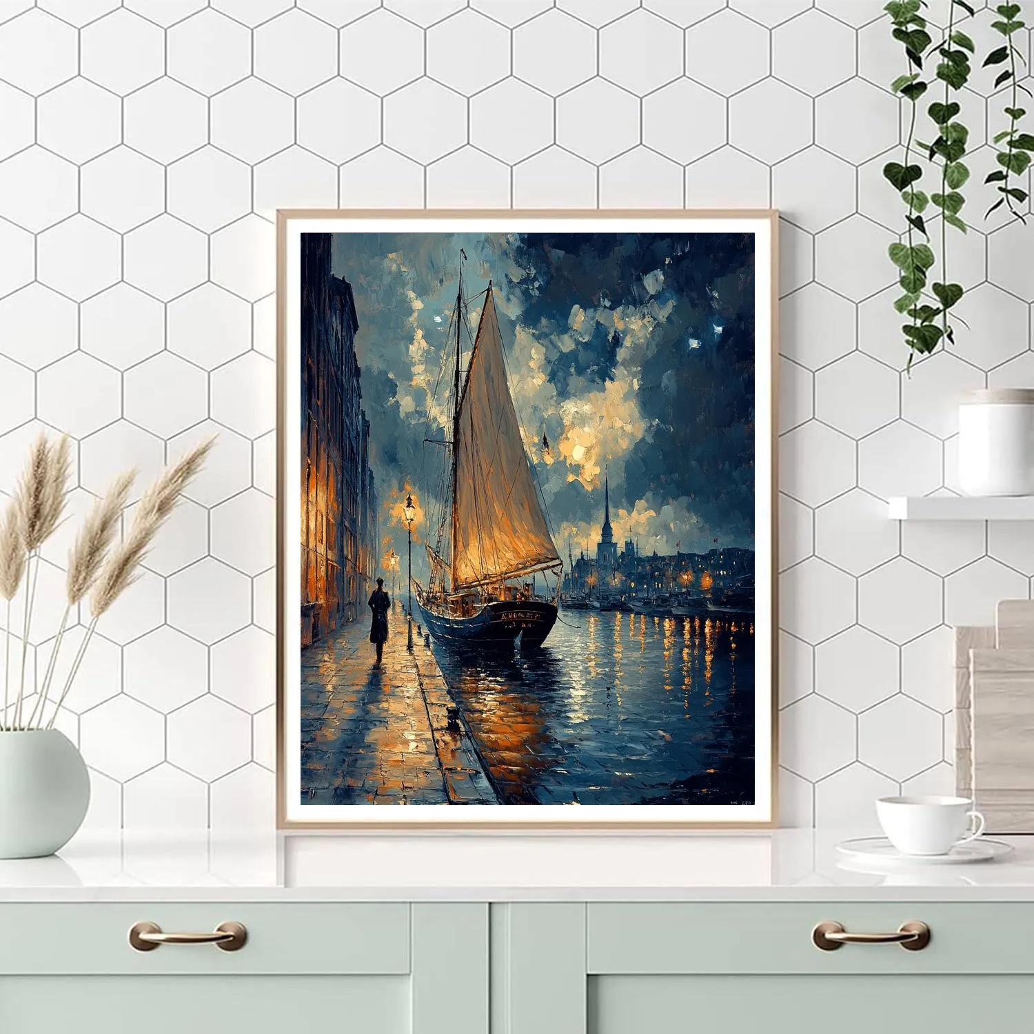 Rembrandt Inspired Harbor At Dusk Numbered painting kits