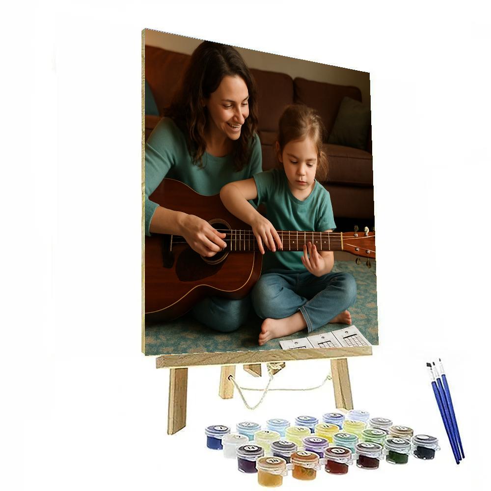 Mother And Child Guitar Lesson Paint by numbers art