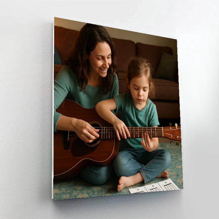 Mother And Child Guitar Lesson Paint by numbers art