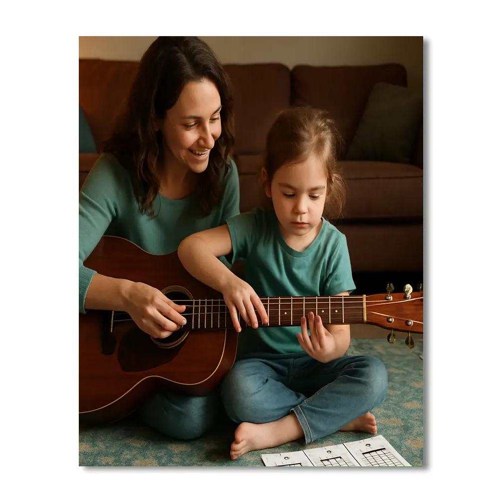 Mother And Child Guitar Lesson Paint by numbers art