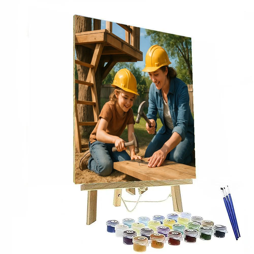 Mother And Child Treehouse Build paint by color