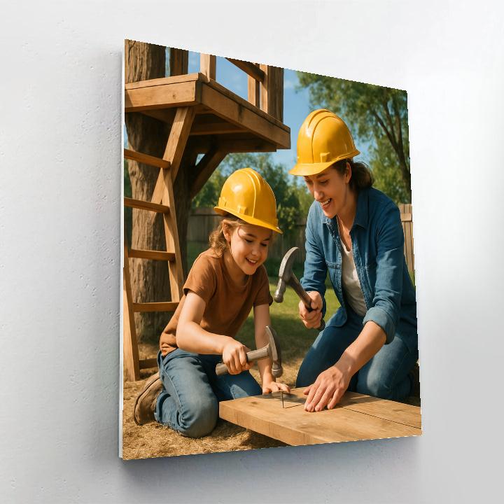 Mother And Child Treehouse Build paint by color