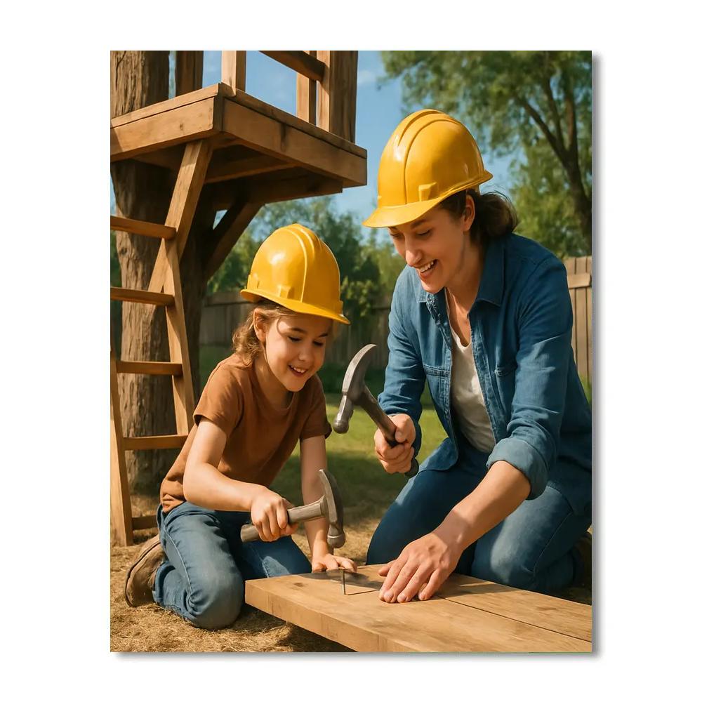 Mother And Child Treehouse Build paint by color