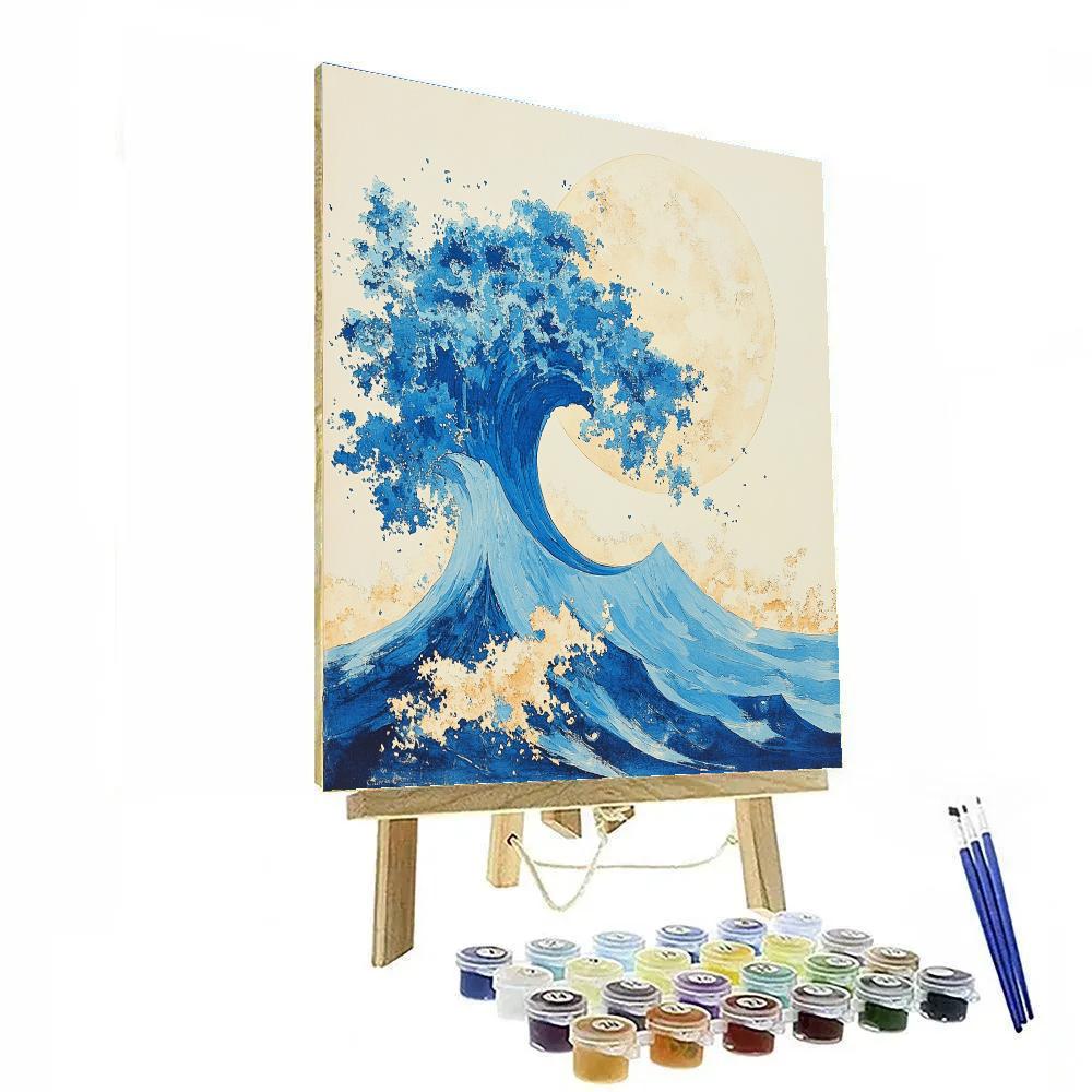 Hokusai Inspired Moonlit Wave Paint by numbers art