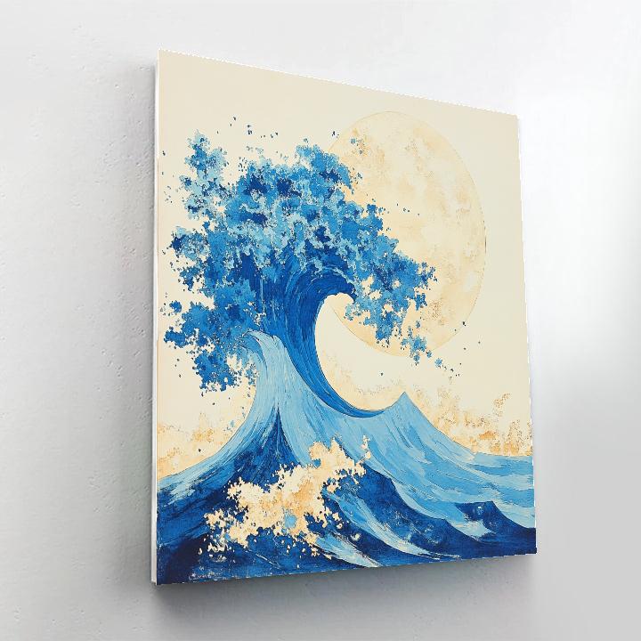 Hokusai Inspired Moonlit Wave Paint by numbers art