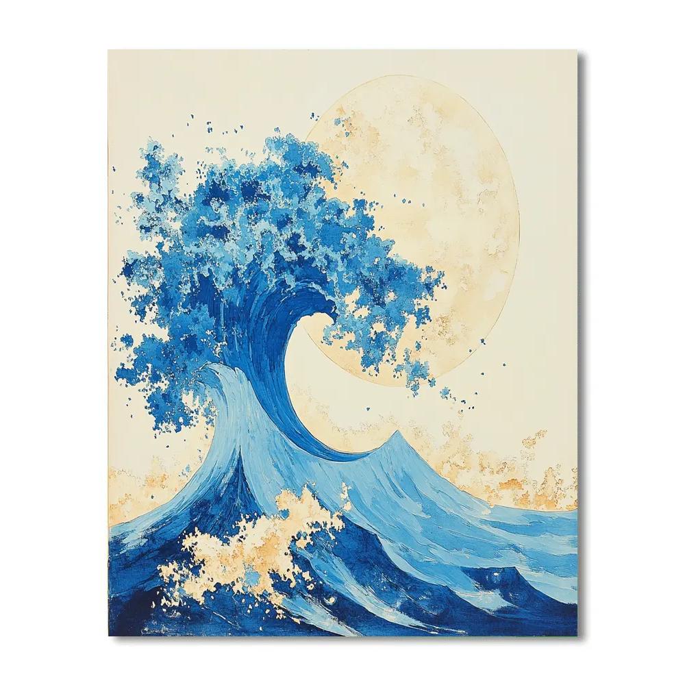Hokusai Inspired Moonlit Wave Paint by numbers art