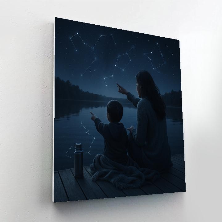 Mother And Child Stargazing Lake paint by numbers