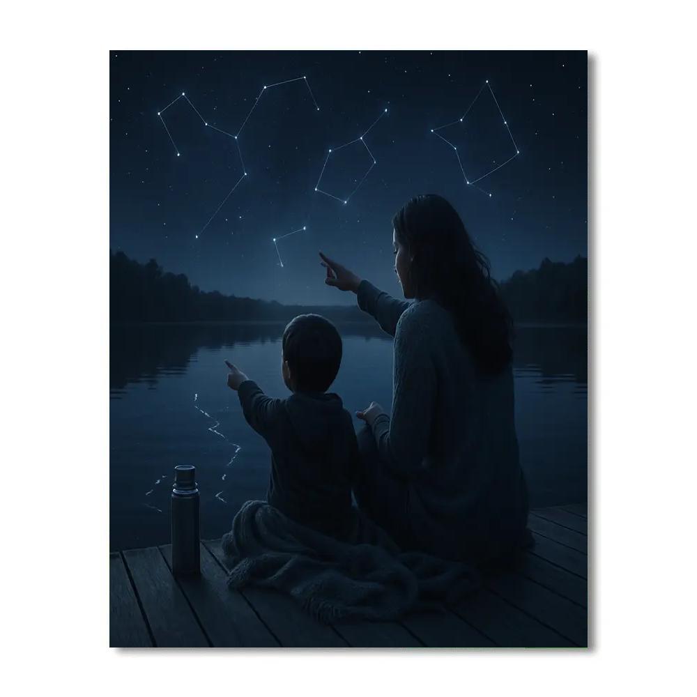 Mother And Child Stargazing Lake paint by numbers