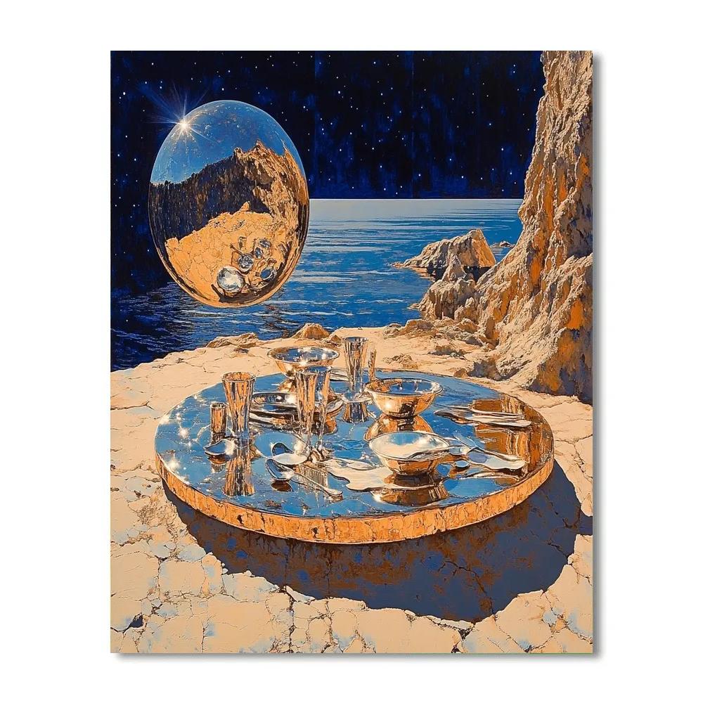 Salvador Dali Inspired Lunar Picnic painting number kit