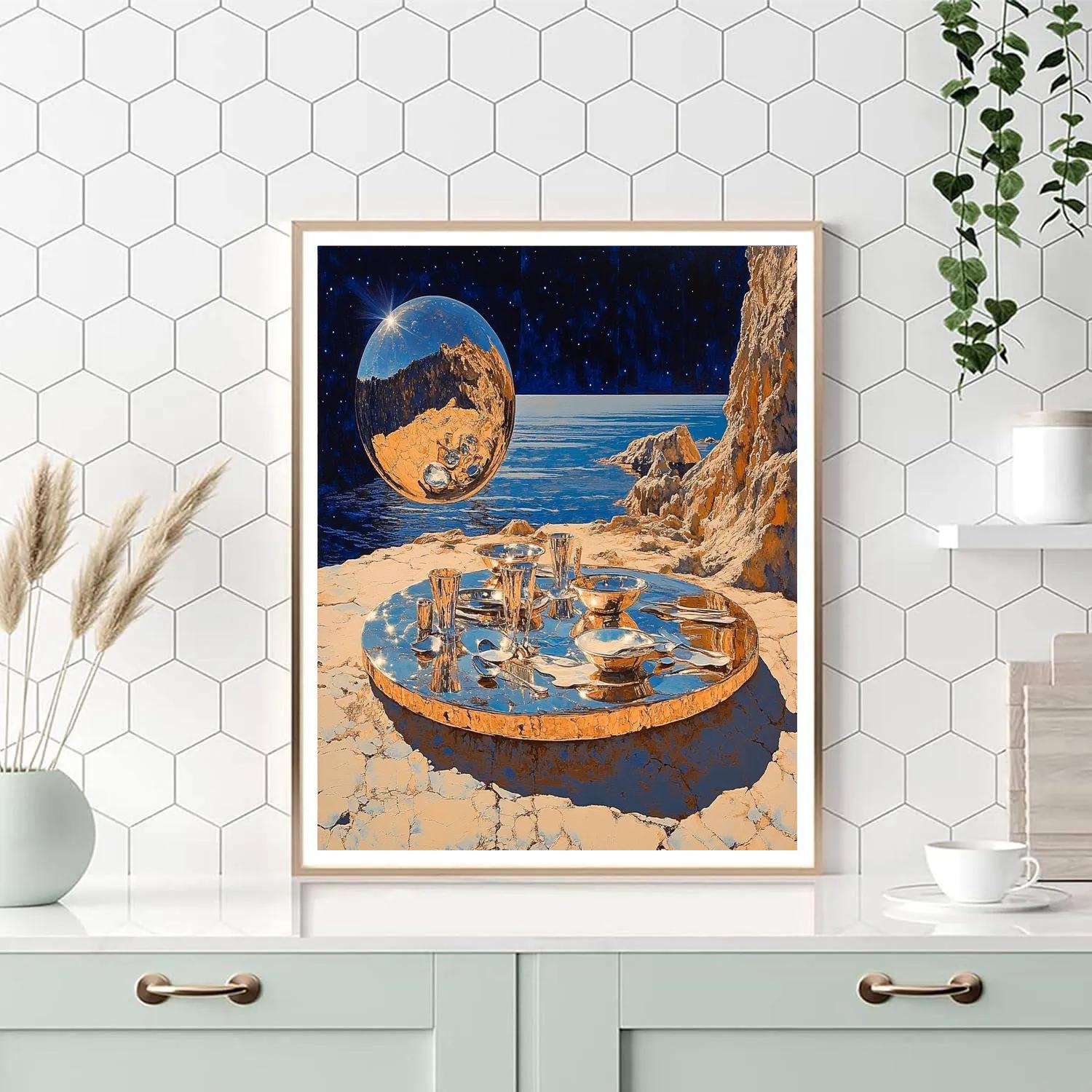 Salvador Dali Inspired Lunar Picnic painting number kit