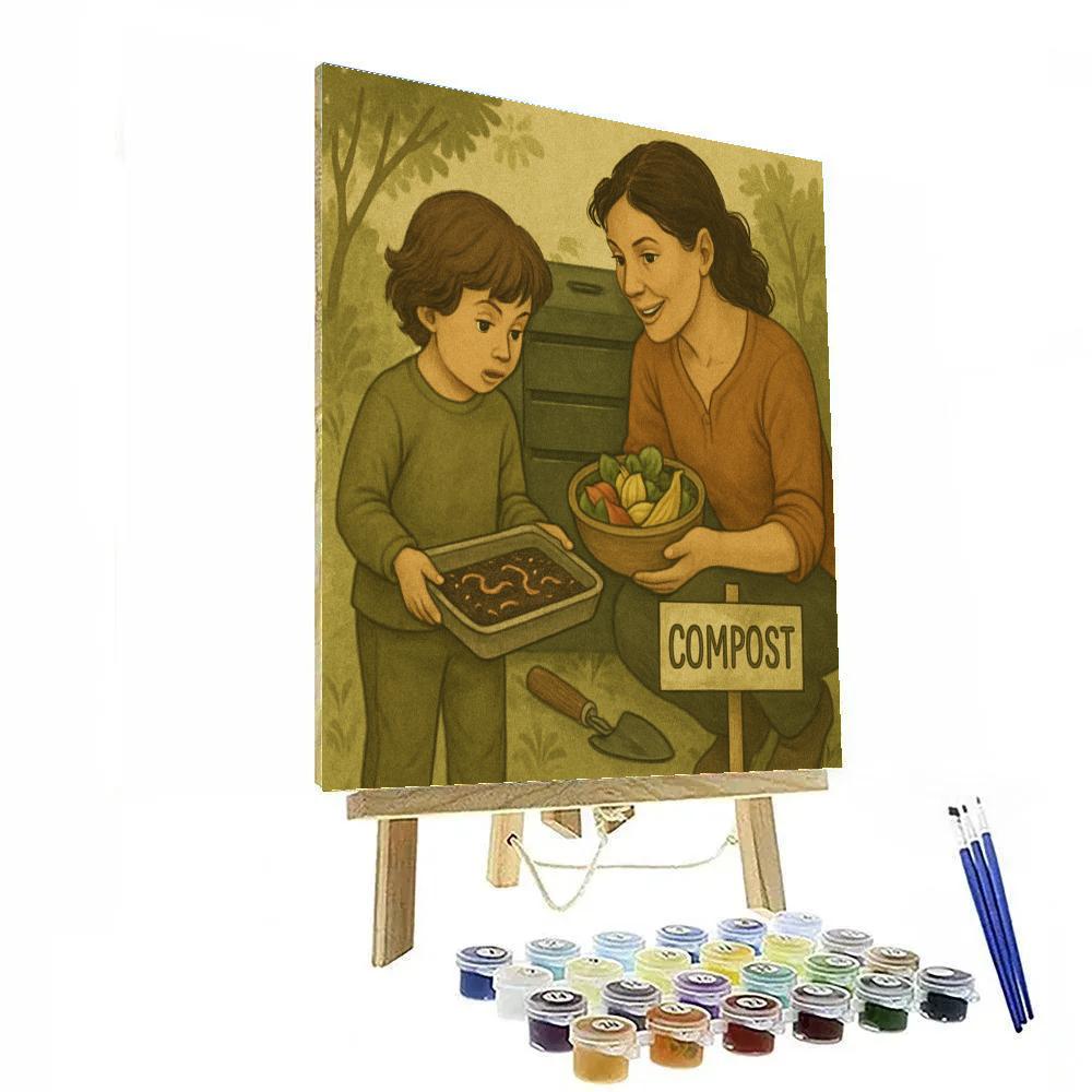 Mother And Child Gardening Compost paint by numbers