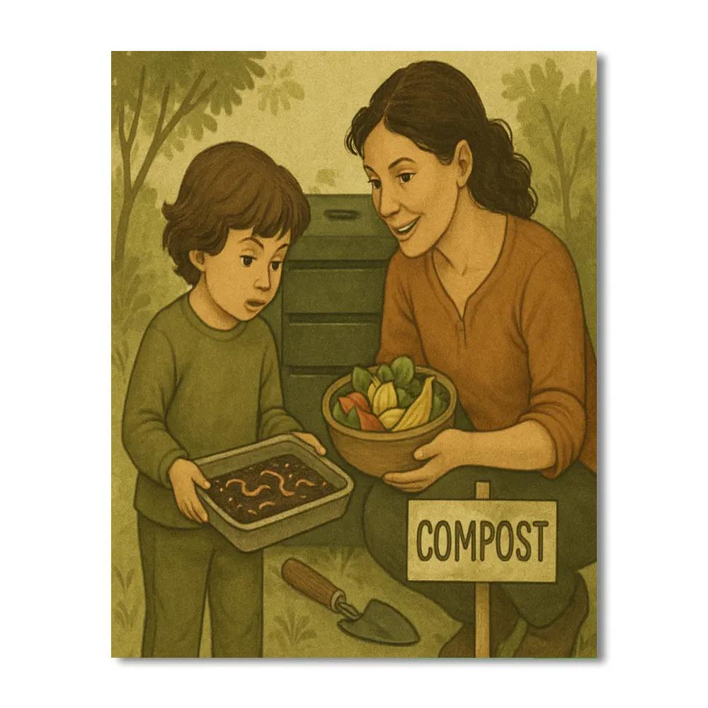 Mother And Child Gardening Compost paint by numbers