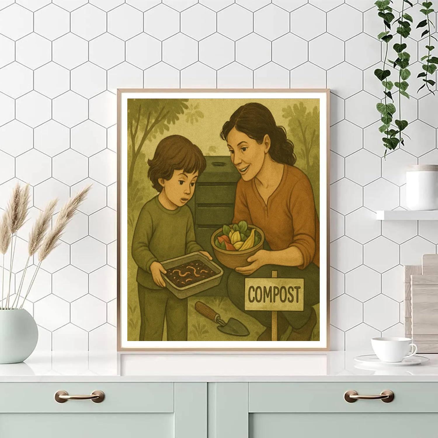 Mother And Child Gardening Compost paint by numbers