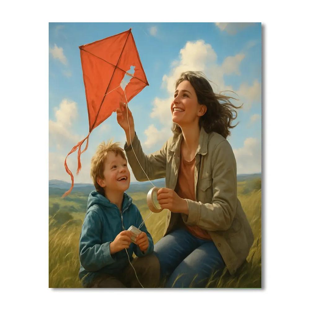 Mother And Child Kite Repair Numbered painting kits