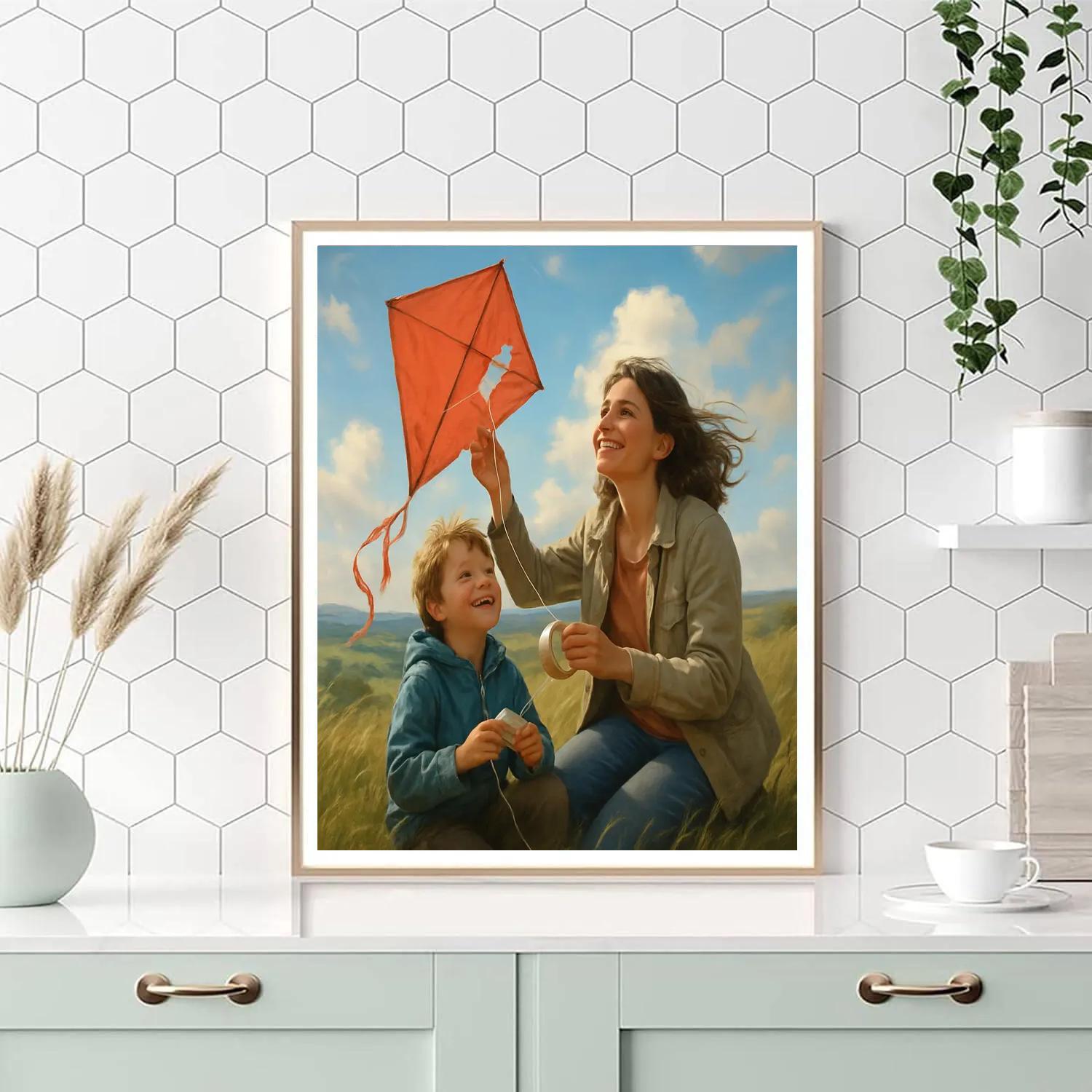 Mother And Child Kite Repair Numbered painting kits