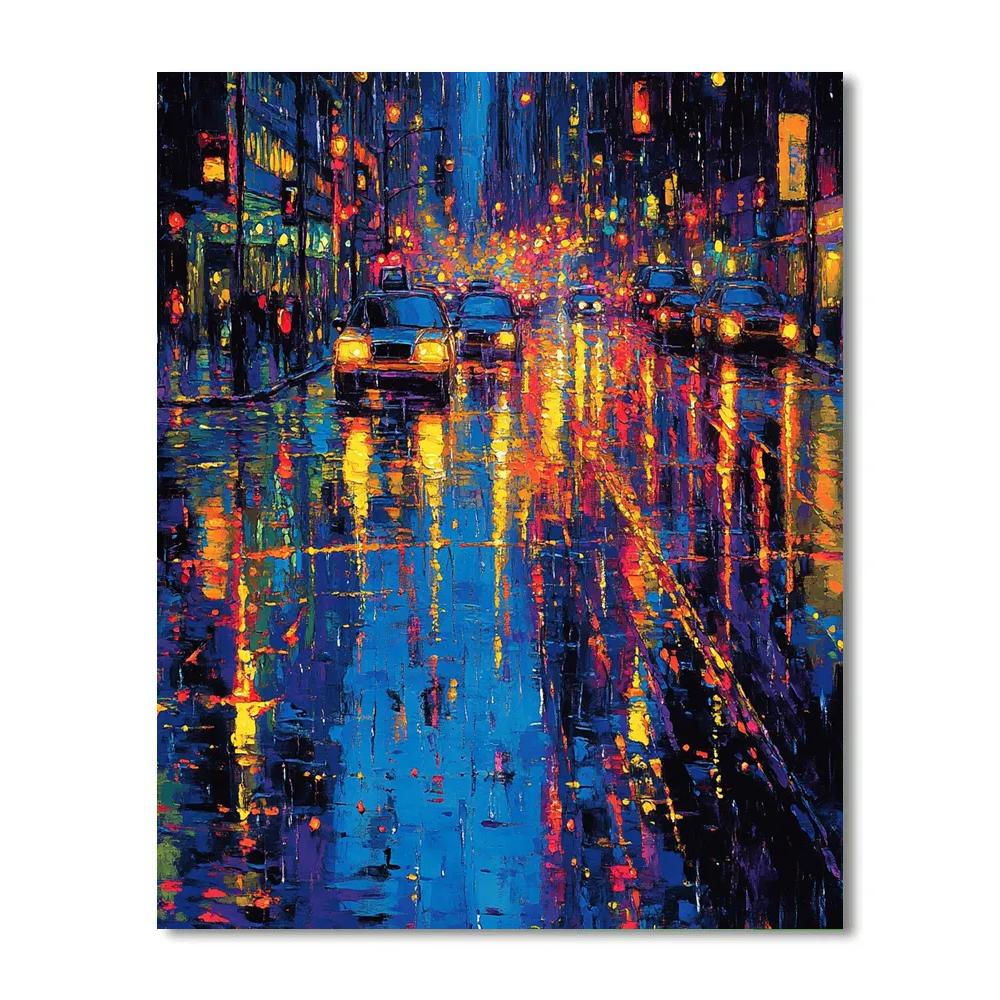 Jackson Pollock Inspired Rainy Street paint by number