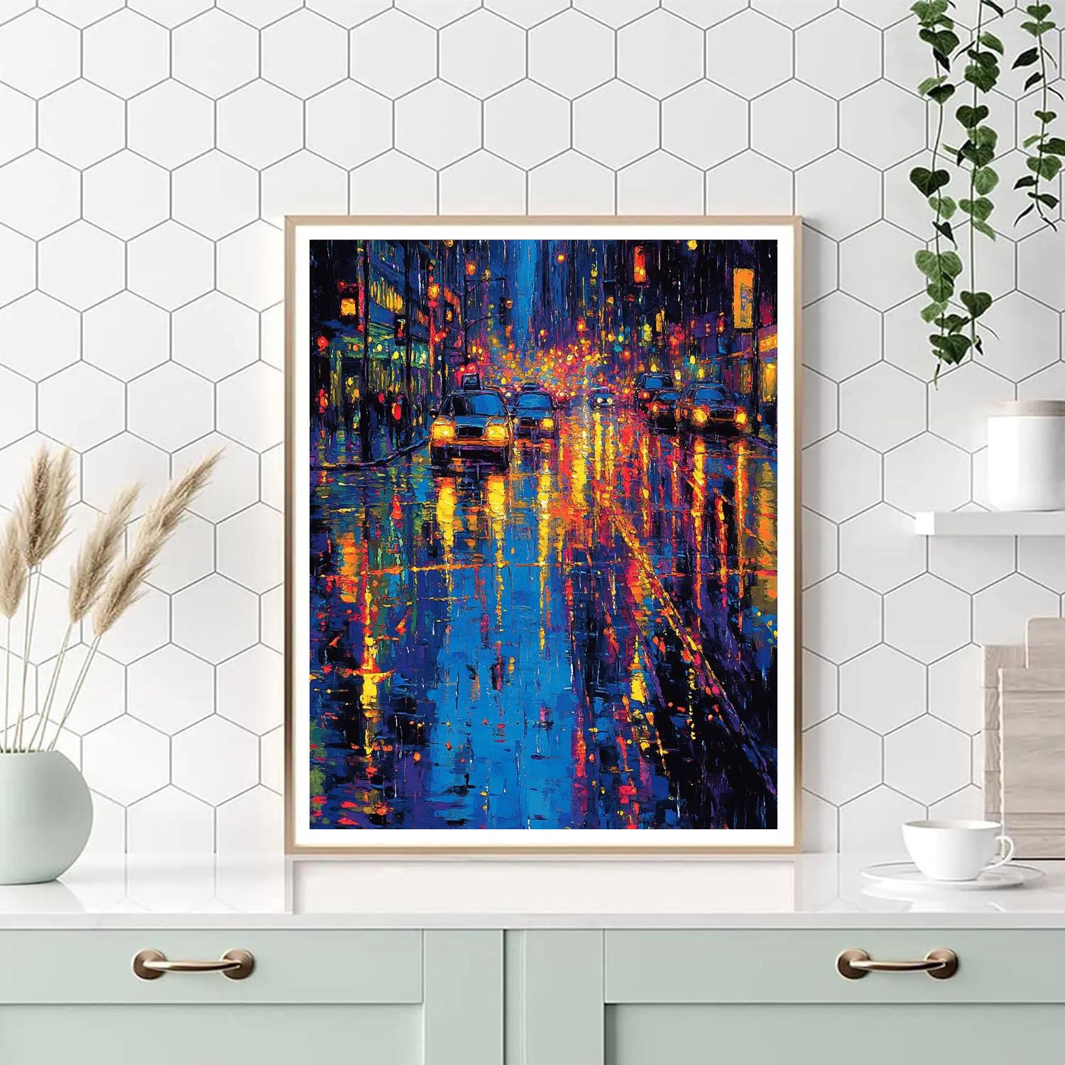 Jackson Pollock Inspired Rainy Street paint by number