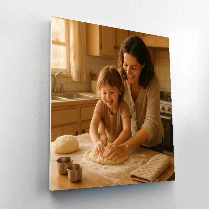 Mother And Child Learning To Bake Bread painting number kit