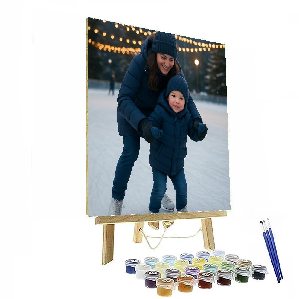 Mother And Child Ice Skating Hold paint by color