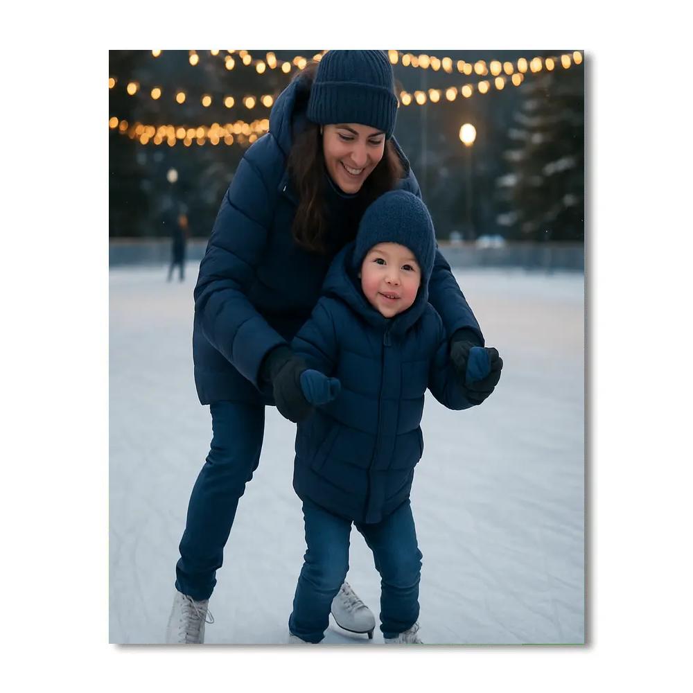 Mother And Child Ice Skating Hold paint by color
