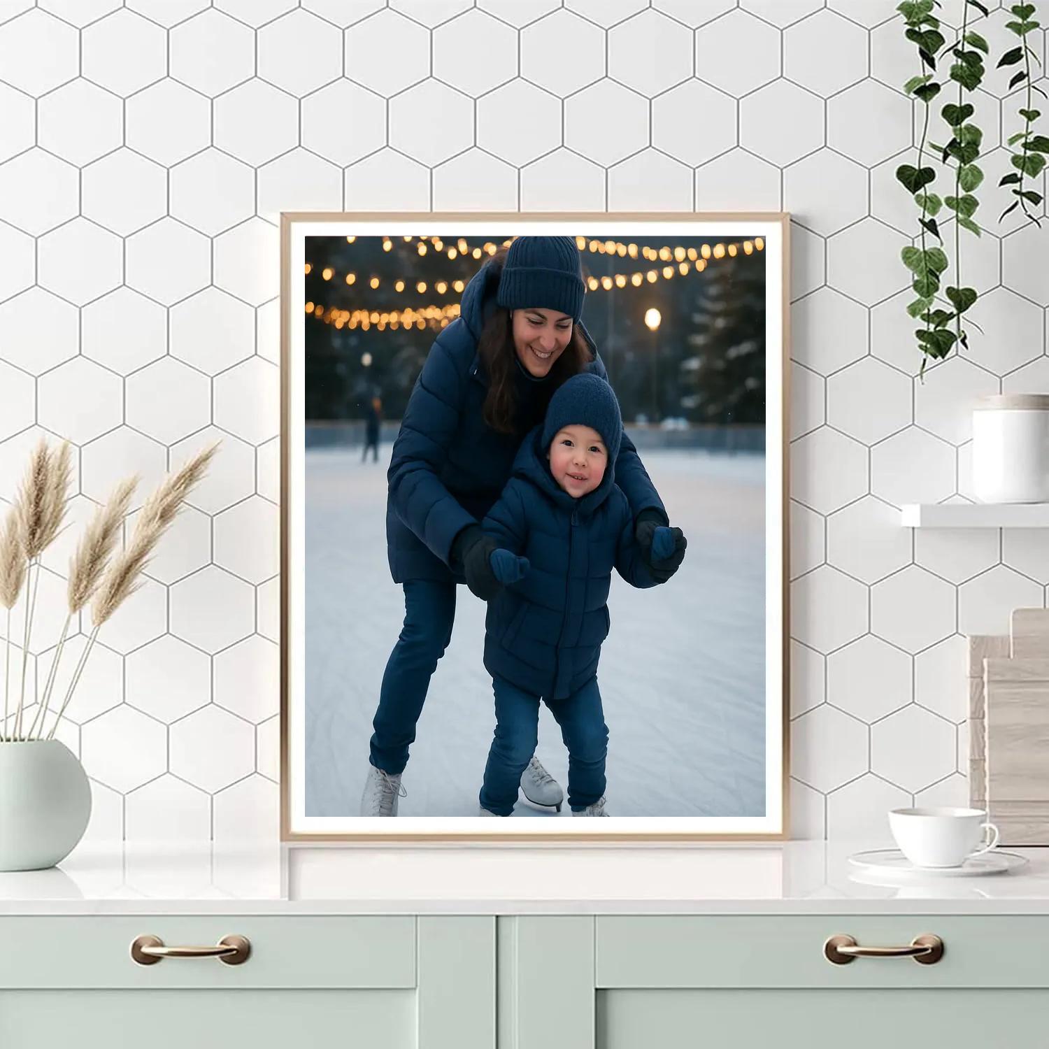 Mother And Child Ice Skating Hold paint by color